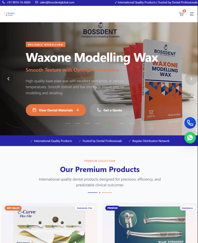 Bossdent Global website mockup